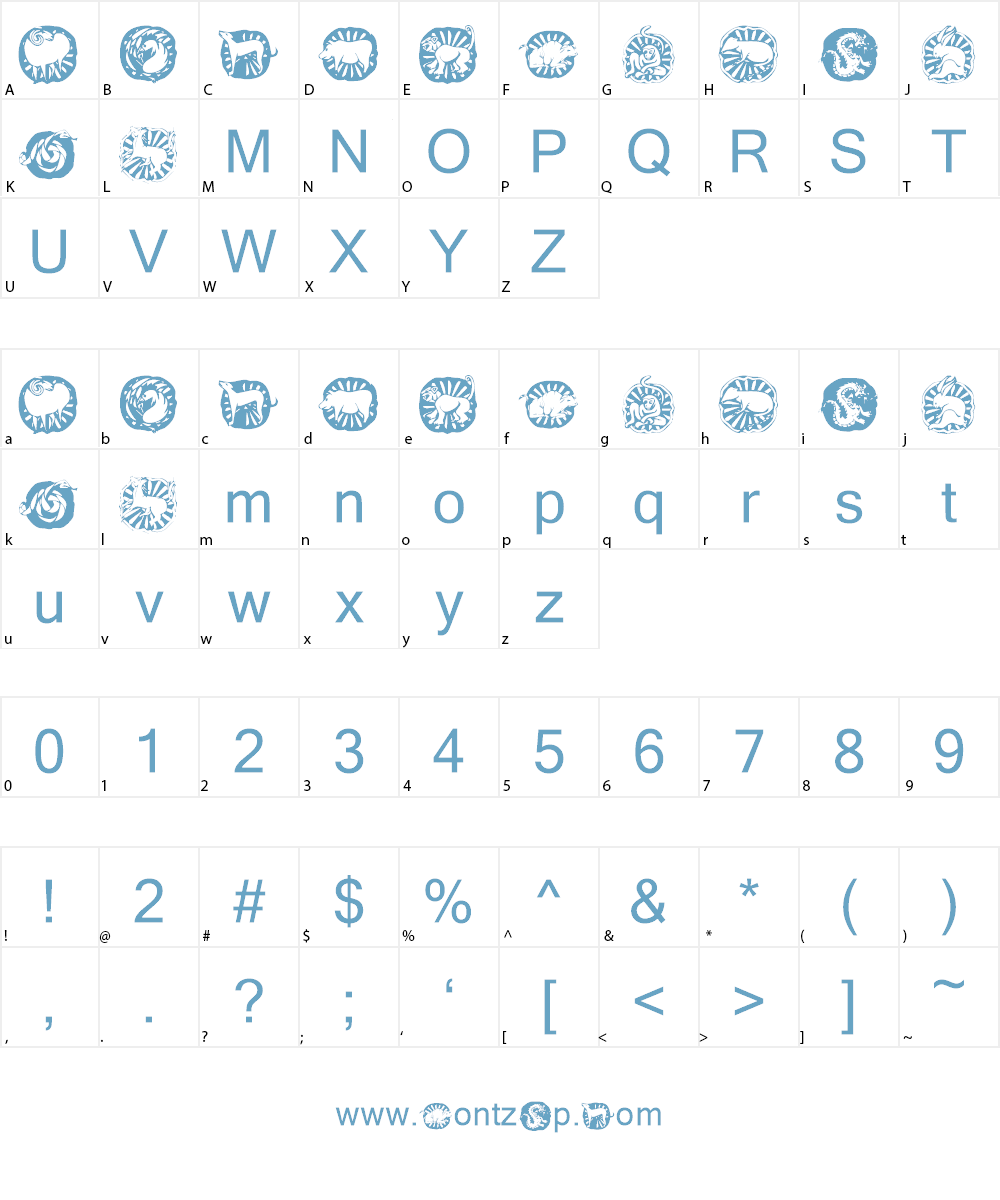KR Chinese Zodiac Font Character